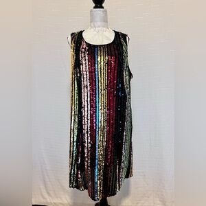 Torrid Multicolor Sequin Striped Sheath MIDI Dress Sz 18